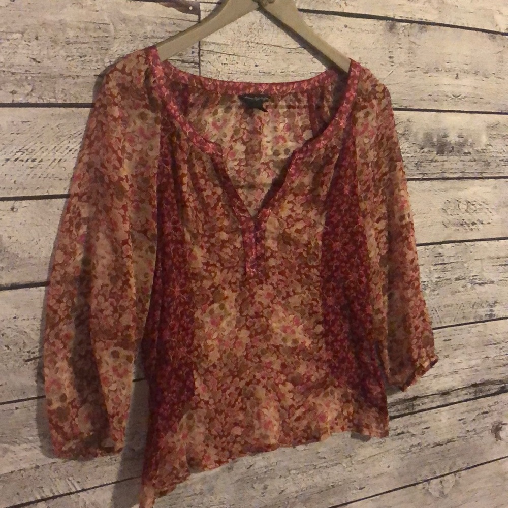Sheer fall floral top